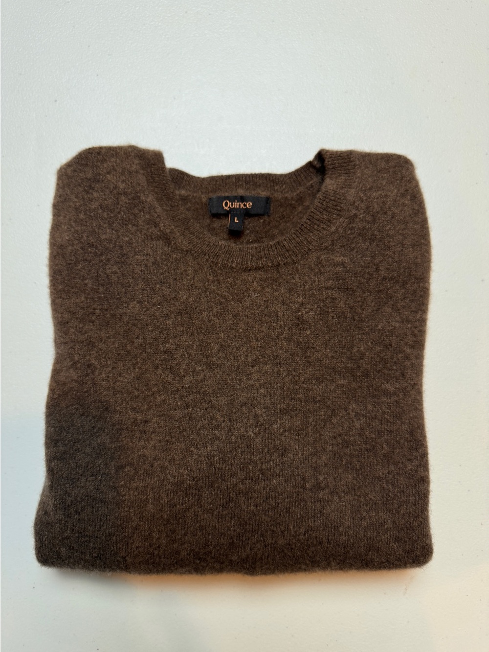 Quince 100% Mongolian Cashmere Crewneck Sweater Size L Chocolate Brown